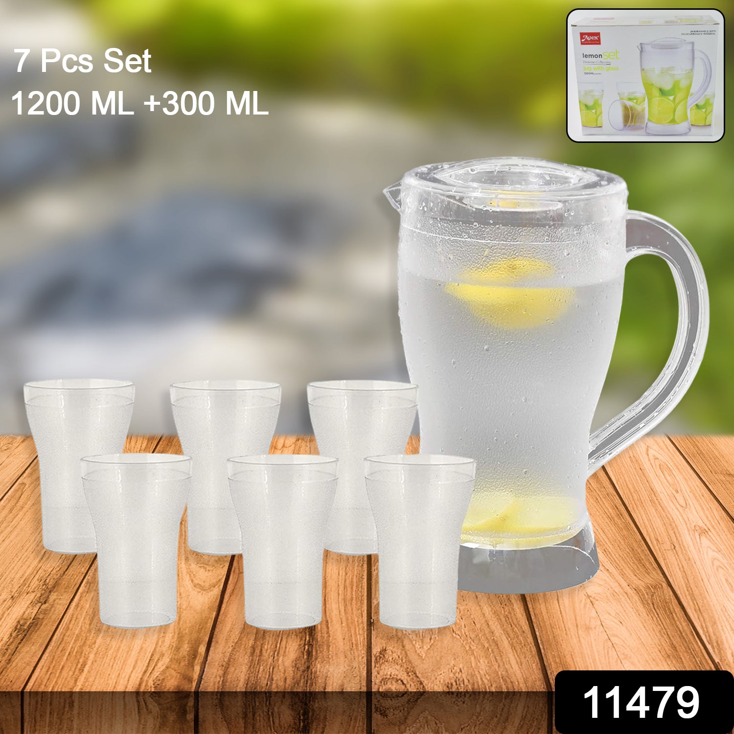 Apex Unbreakable Lemon Jug Set with 6 Glasses – 1200ML Jug + 300ML Glasses Approx Apex Unbreakable Lemon Jug Set with 6 Glasses – 1200ML Jug + 300ML Glasses Approx